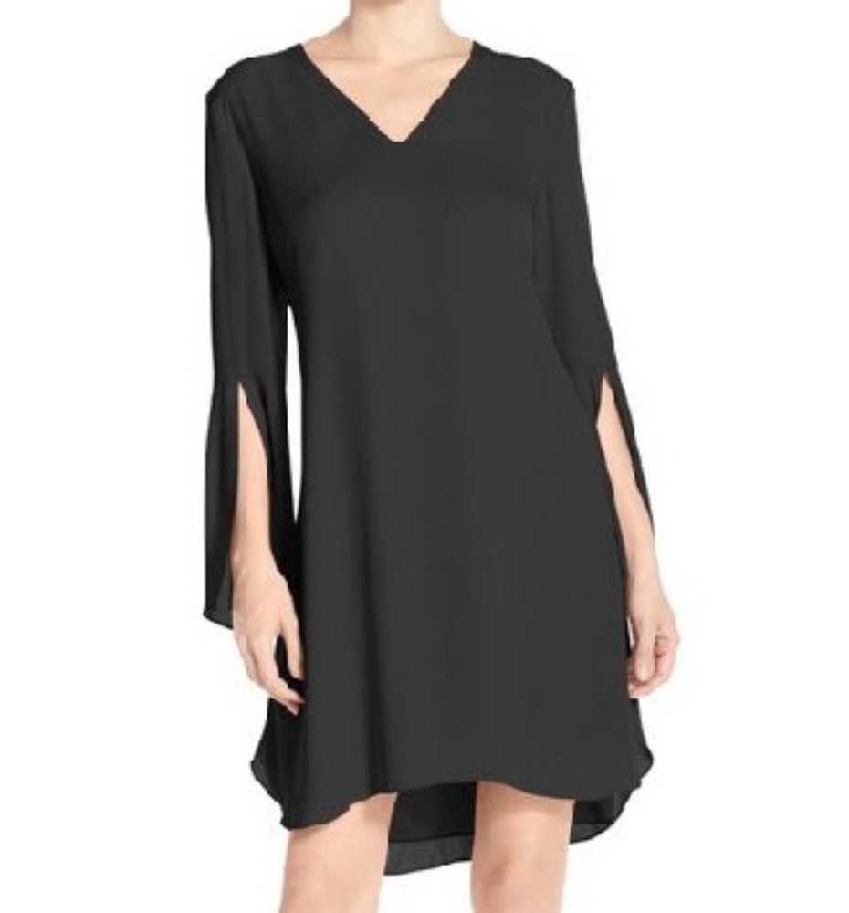 Chelsea28 Black Bell Sleeve Chiffon A-line dress M